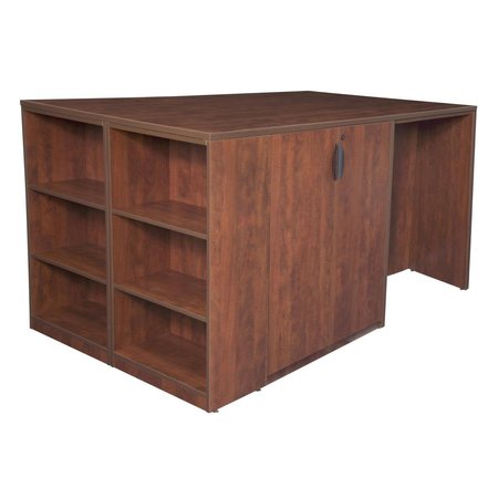 REGENCY Legacy Stand Up 2 Storage Cabinet & 2 Desk Quad with Bookcase End Cherry LS2SC2SD8546CH
